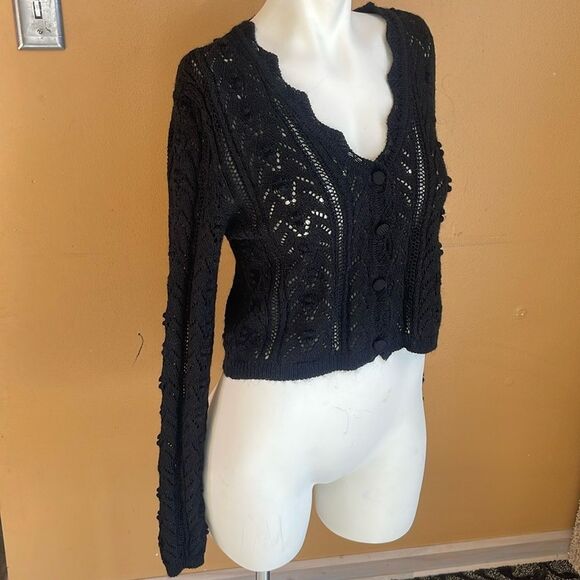 ZARA Black Knit Cardigan Top Jacket size S - Picture 4 of 14